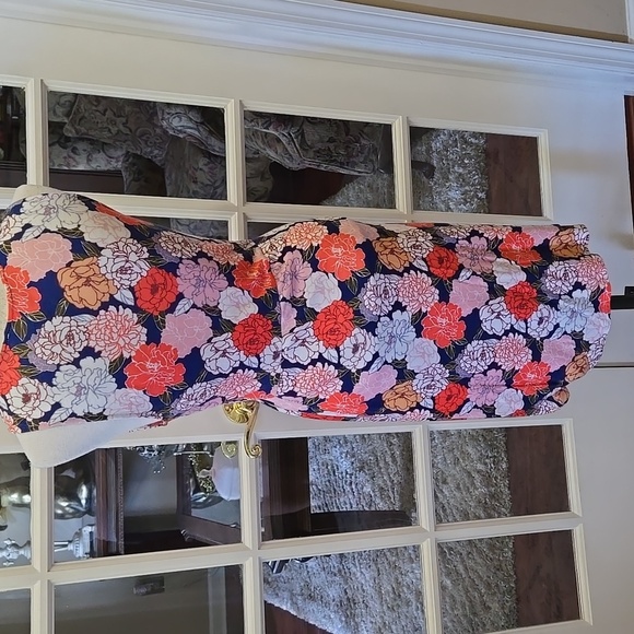 41 Hawthorn Coral Pink Navy Sleeveless Midi Dress Vneck Faux Wrap Lined M EUC - Picture 5 of 7